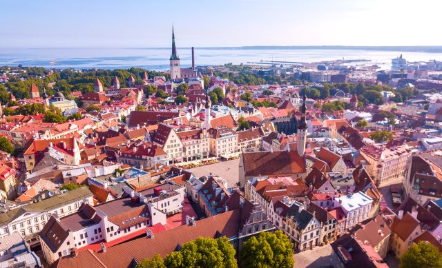 Aerial view of Tallinn old town