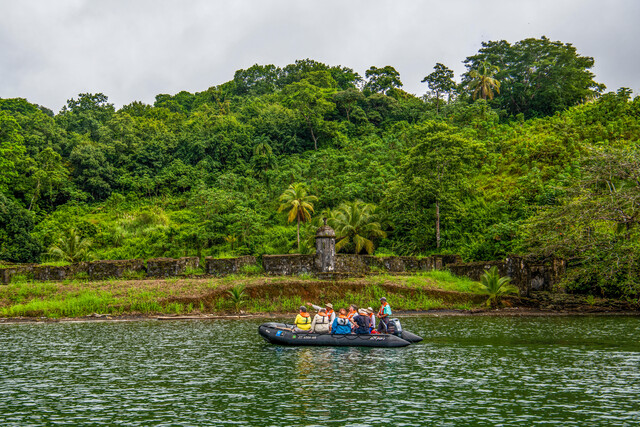Zodiac boat sailing in Panama