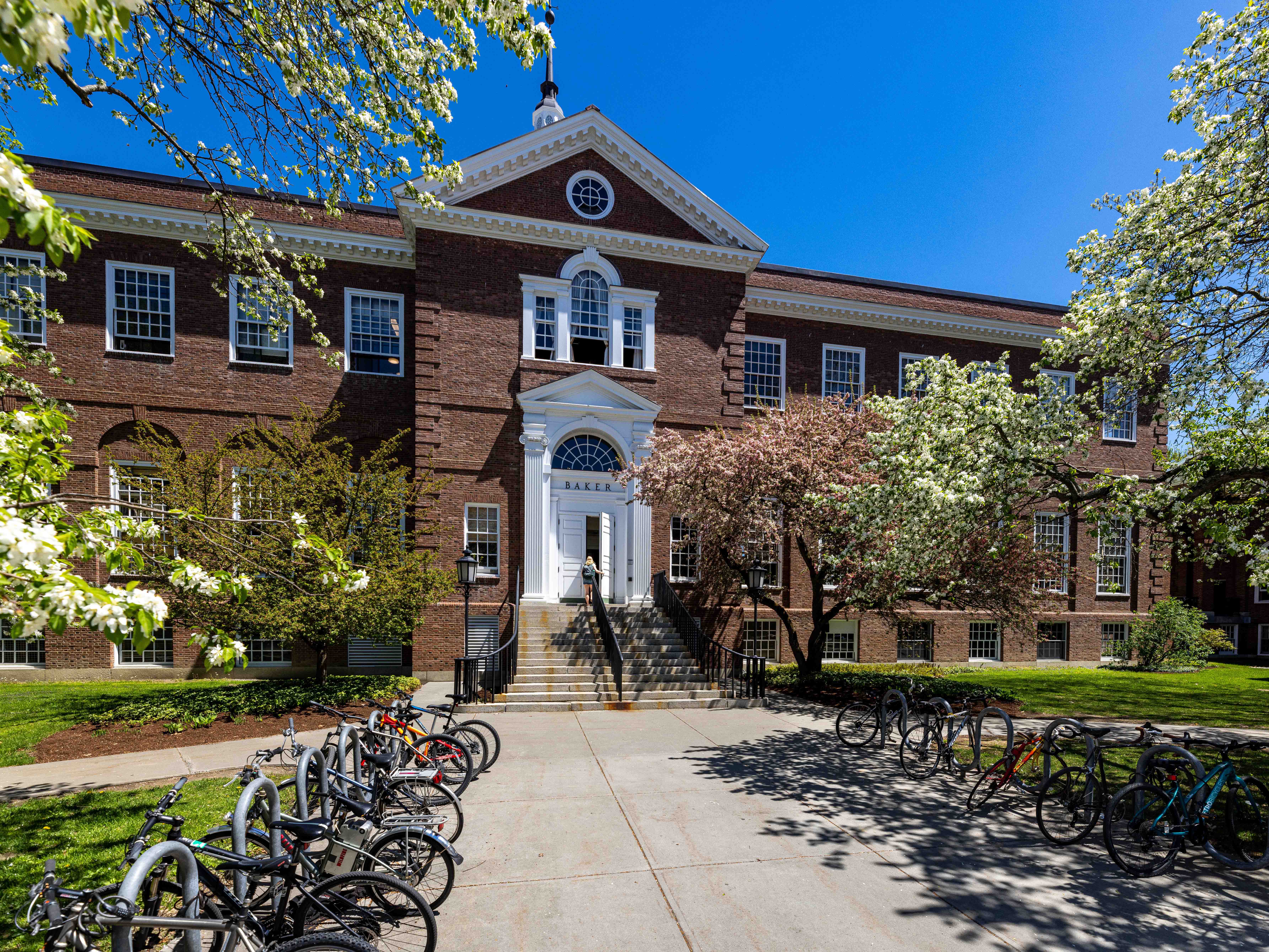 An exterior view of the entrance to Rauner.