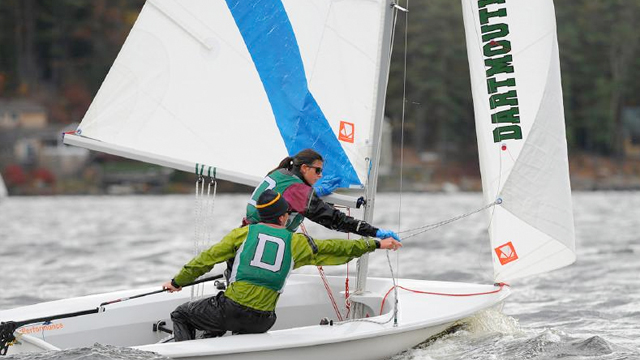 Two Dartmouth sailors competing in a regatta