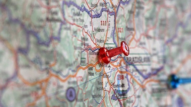 Pushpin on a map
