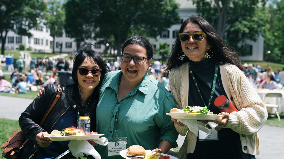 Three alums having fun at the Community Lunch